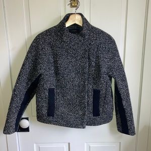 JCrew Collection black grey marled boucle cropped jacket size 6 excellent cond.